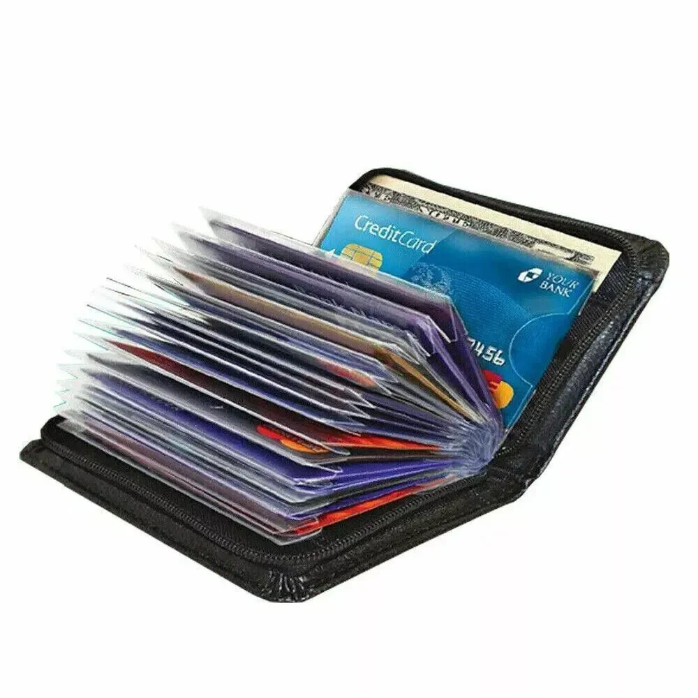 Lock Wallet Protection Amazing Slim Leather RFID Card Wallet ID Holder Purses